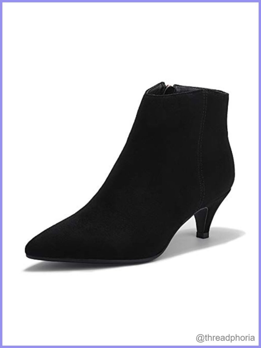 Pointed Toe Low Kitten Heel Ankle Boots Side Zip Dress Booties